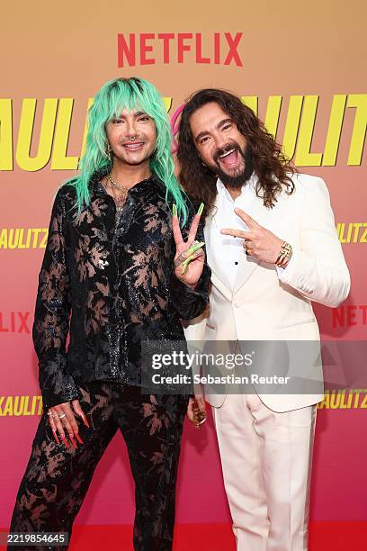 Bill Kaulitz and Tom Kaulitz attend the Netflix Launch Event for Kaulitz & Kaulitz Season 2 at Delphi Filmpalast on June 12, 2025 in Berlin, Germany.