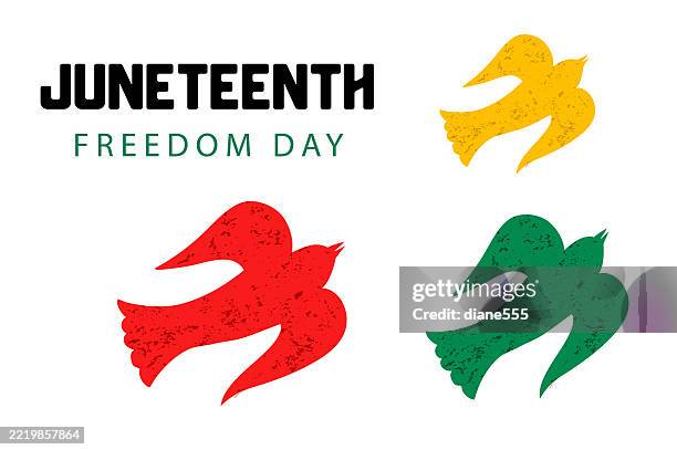 ilustraciones, imágenes clip art, dibujos animados e iconos de stock de plantilla de banner de juneteenth sobre una base transparente - paloma ave