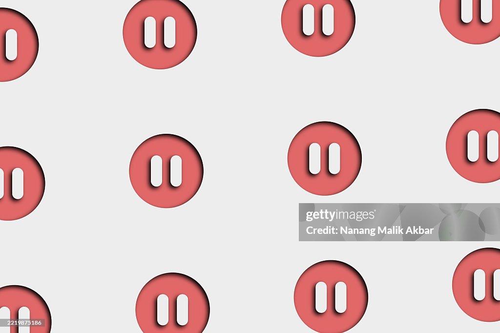 Paper cut pause button icon pattern for background design