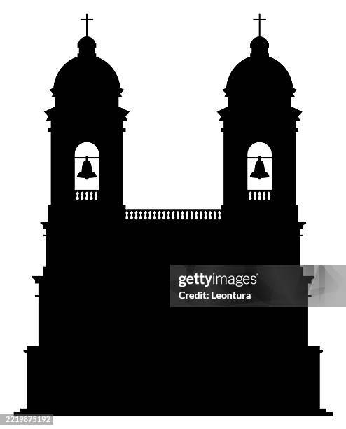 the church of santissima trinità dei monti, above the spanish steps, rome, italy - monti rome stock illustrations