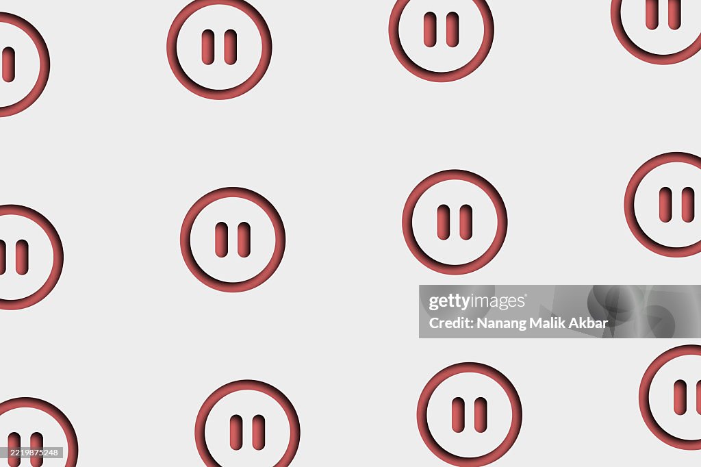 Paper cut pause button icon pattern for background design