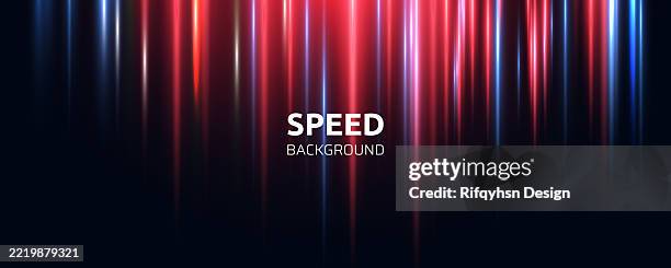streaks of speed: blue, purple, pink, and red light on a dark background - orange rays background stock illustrations