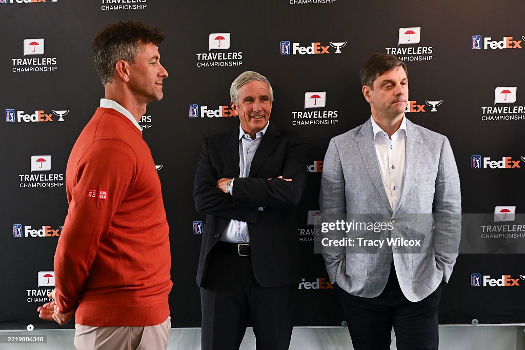 David Rolapp Player Director, Adam Scott, with PGA TOUR Commissioner, Jay Monahan ...