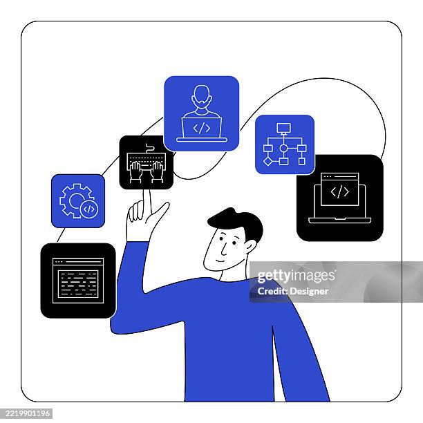 Programming Related Vector Illustration Coding Developer Devops ...