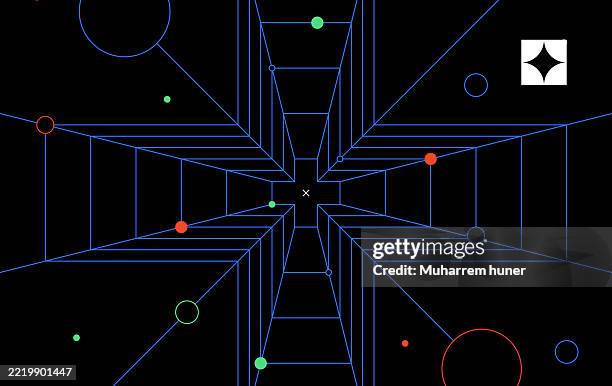 futuristic abstract perspective grid with plus shape - vector illustration - mobile game stock illustrations