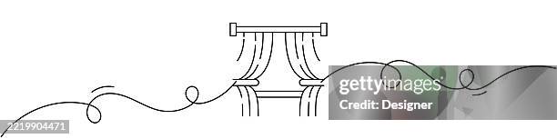 one continuous line drawing of curtain icon. single line vector illustration - interior designer stock illustrations