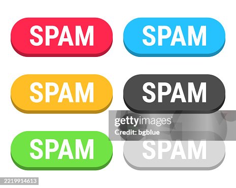 Spam Button Spam Colorful 3d Click Web Buttons On Blank Background High-Res Vector ...