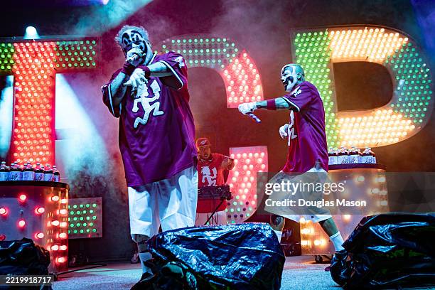 Violent J and Shaggy 2 Dope of Insane Clown Posse perform during the 2025 Bonnaroo Music and Arts Festival on June 13, 2025 in Manchester, Tennessee.