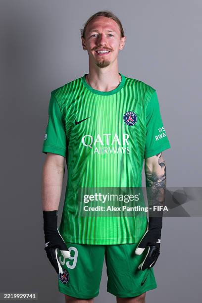 Matvei Safonov of Paris Saint-Germain poses for a portrait during the official FIFA Club World Cup 2025 Portrait Session on June 12, 2025 in Irvine,...