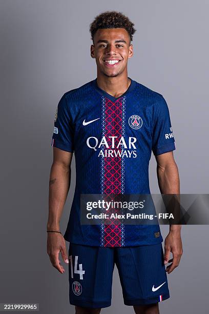 Desire Doue of Paris Saint-Germain poses for a portrait during the official FIFA Club World Cup 2025 Portrait Session on June 12, 2025 in Irvine,...