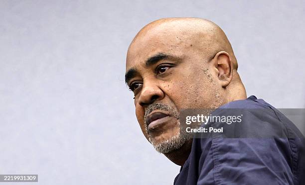 Duane "Keffe D" Davis appears in Clark County District Court for a trial readiness status check at the Regional Justice Center on June 17, 2025 in...