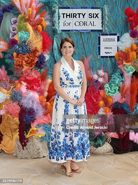 Princess Eugenie of York attends the launch of "Thirty Six For Coral", an art exhibition supporting coral preservation on June 12, 2025 in Nice,...