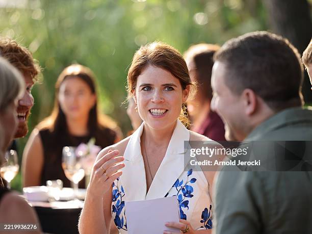 Princess Eugenie of York and Ty Wood, Project Zero Board member attend the launch of "Thirty Six For Coral", an art exhibition supporting coral...