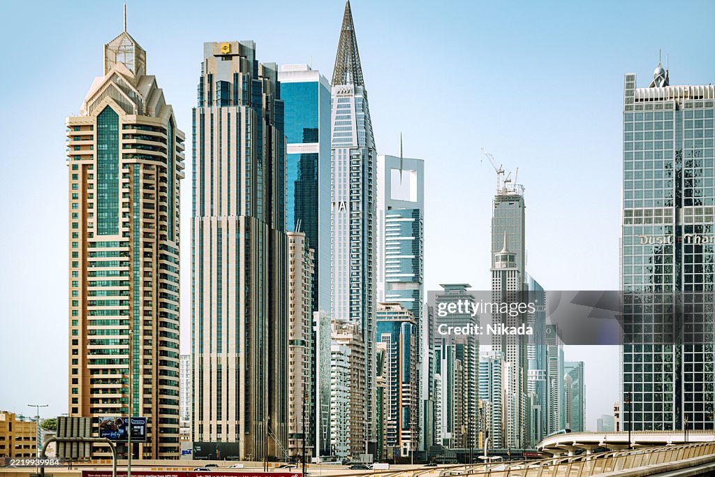 Modern Skyscrapers Along Sheikh Zayed Road in Dubai, UAE