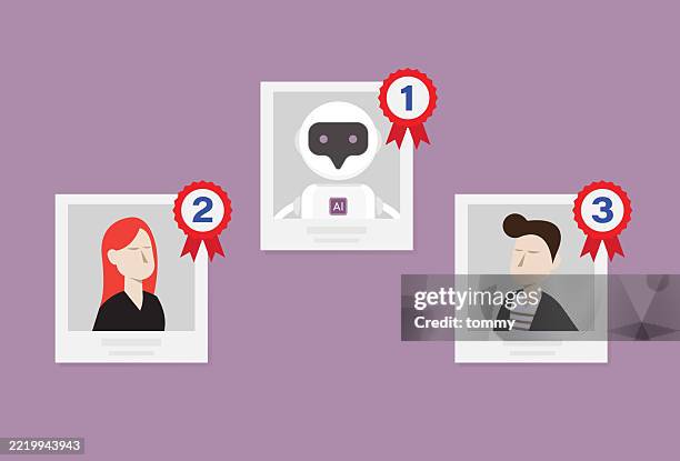 ai chatbot best employee in office - employee of the month stock illustrations