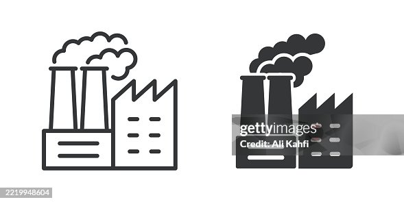 Factory thin line and glyph solid icon. Editable stroke and perfect pixel isolated on transparent background Factory thin line and glyph solid icon. Editable stroke and perfect pixel isolated on transparent background
