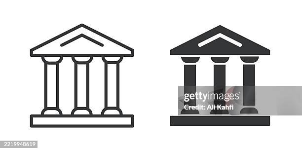 stockillustraties, clipart, cartoons en iconen met museum thin line and glyph solid icon. editable stroke and perfect pixel isolated on transparent background - politiek en staatsbestuur