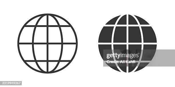 globe thin line and glyph solid icon. editable stroke and perfect pixel isolated on transparent background - perfect world stock illustrations