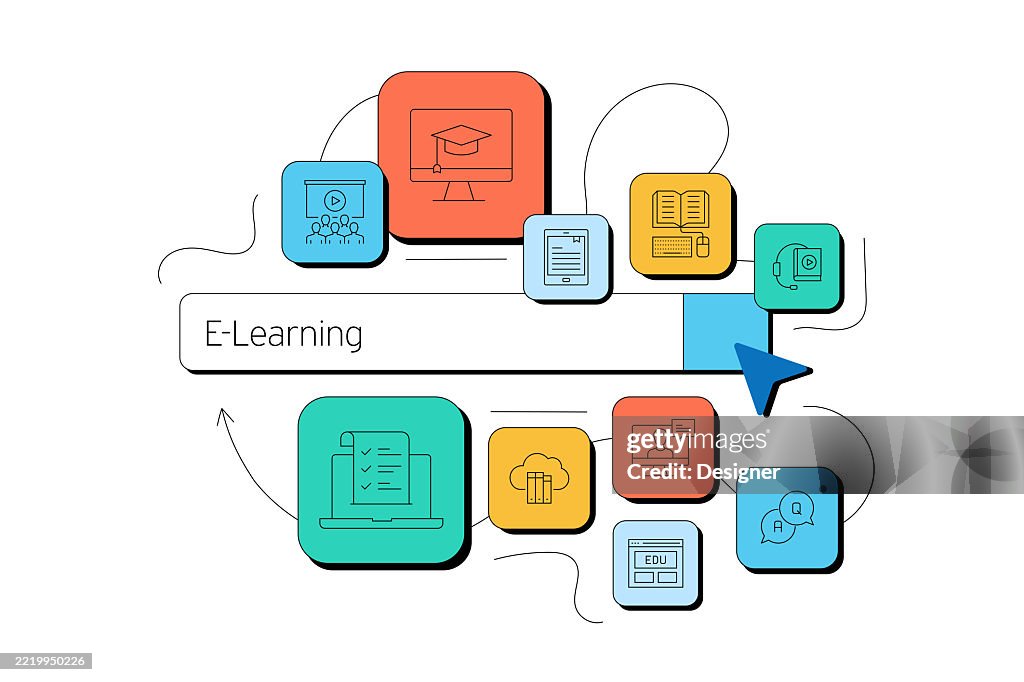 Elearning Related Vector Illustration Education Technology Learn ...