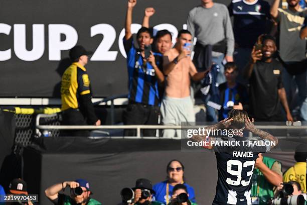Monterrey's Spanish defender Sergio Ramos celebrates after scoring the opening goal during the FIFA Club World Cup 2025 Group E football match...