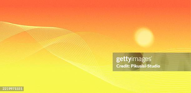 abstract golden hour sunset background with wavy lines - orange ombre background stock illustrations