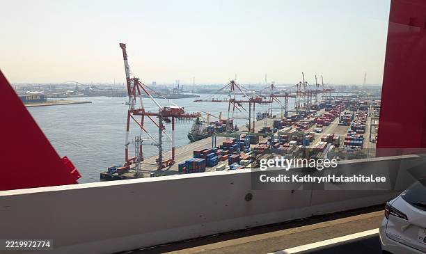 freight transportation in nankohigashi, suminoe ward, osaka, japan - osaka prefecture stock pictures, royalty-free photos & images