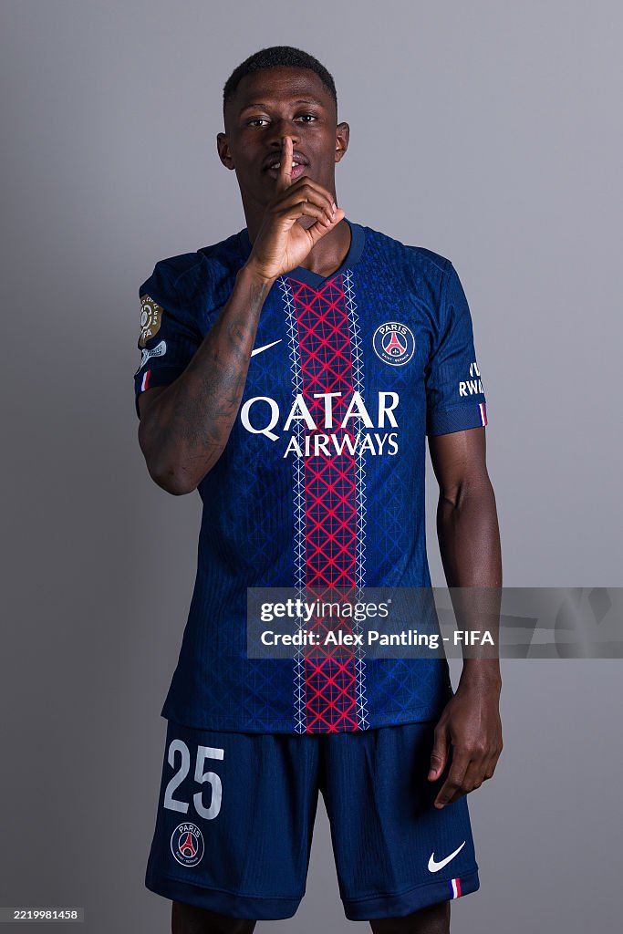 Nuno Mendes of Paris Saint-Germain poses for a portrait during the ...