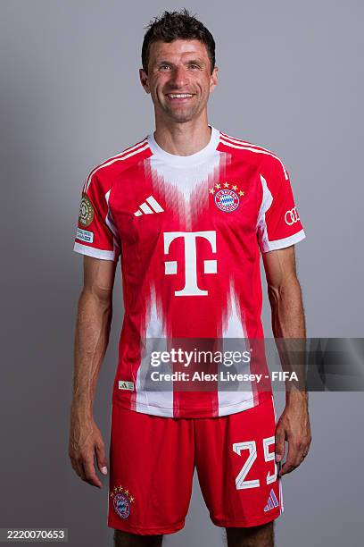 Thomas Mueller of FC Bayern Munchen poses for a portrait during the official FIFA Club World Cup 2025 Portrait Session on June 13, 2025 in Orlando,...