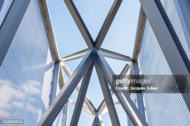 steel bridge structure - beam bridge stock pictures, royalty-free photos & images