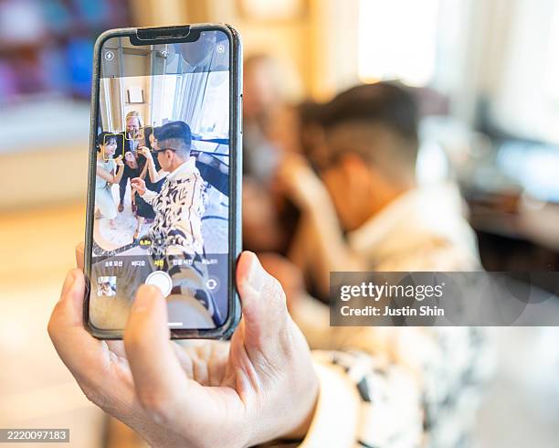 Michael Pearlmutter, Sarah Gabel Seifert, Jung Hye-young, and Sean Kim Ro take a selfie for celebrating Everylife's Asia Launch at Josun Palace on...