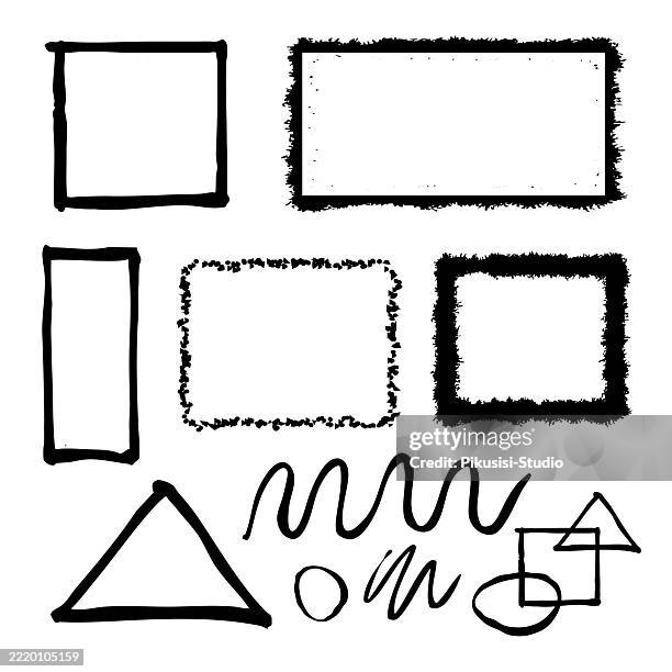 Borders Using Shapes Hand Drawn Grunge Frame Borders And Geometric Shape Elements Set High ...