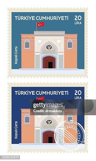 istanbul grand bazaar stamp illustration - grand bazaar stock illustrations