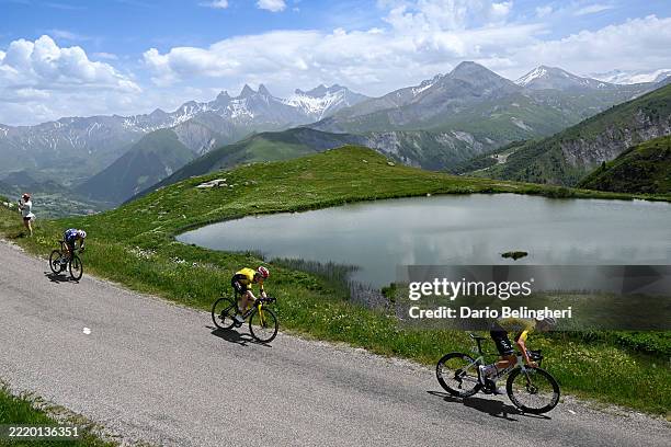Remco Evenepoel of Belgium and Team Soudal Quick-Step, Jonas Vingegaard of Denmark and Team Visma | Lease a Bike and Tadej Pogacar of Slovenia and...