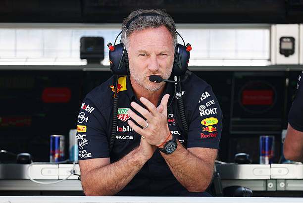 Christian Horner, Team Principal of Oracle Red Bull Racing looks on from the pit wall during qualifying ahead of the F1 Grand Prix of Canada at...