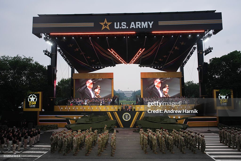 President Parade U.S. President Donald Trump and guests watch as members of the U.S ...