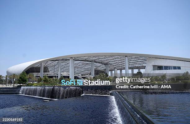 General view outside the SoFi Stadium, home of the Los Angeles Rams and Los Angeles Chargers and a venue for the FIFA World Cup 2026 prior to the...