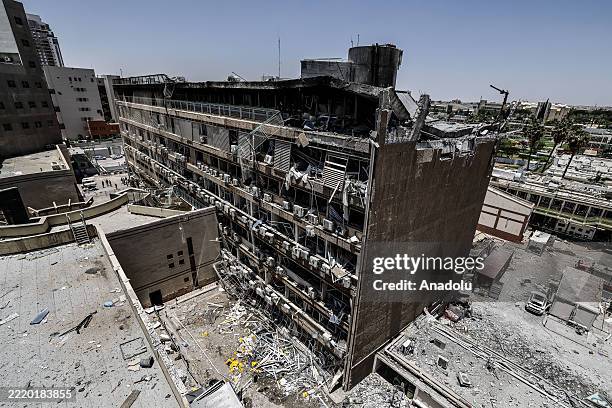 View of the destruction after an Iranian missile hits Soroka Medical Center in Beersheba, Israel on June 19, 2025.