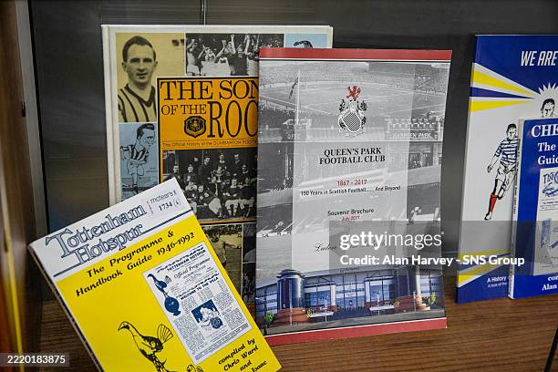 Tottenham Hotspur, Queen's Park and Dumbarton books during an auction of football memorabilia at McTears Auction House on June 19 in Glasgow,...