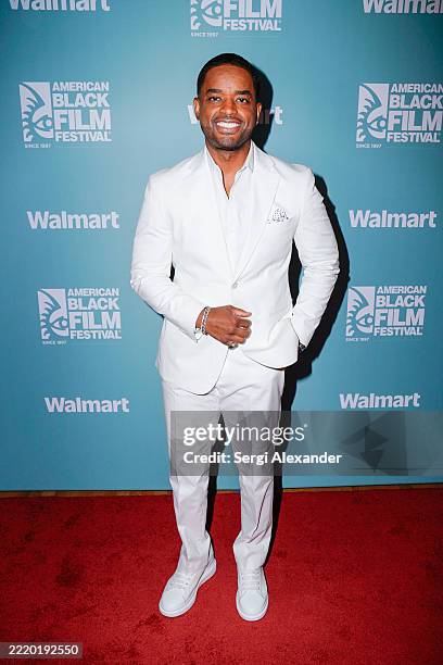 Actor Larenz Tate attends the premiere of "Remembering Love Jones" during the 2025 American Black Film Festival at New World Center on June 14, 2025...