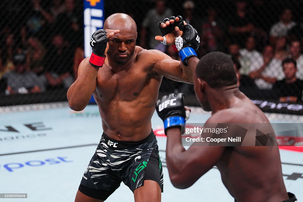 Usman Ragh Kamaru Usman of Nigeria faces Joaquin Buckley in a welterweight bout ...
