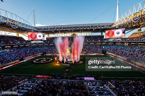 General view of the opening ceremony prior to the FIFA Club World Cup 2025 group A match between Al Ahly FC and Internacional CF Miami at Hard Rock...