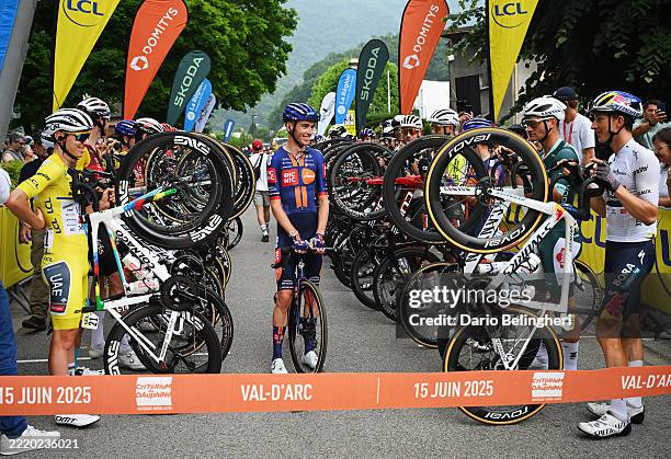 Tribute to Romain Bardet of France and Team Picnic PostNL on the last day of his professional cycling career prior to the 77th Criterium du Dauphine...