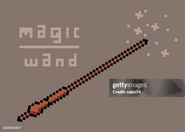 magic wand pixel style - computer game character stock illustrations