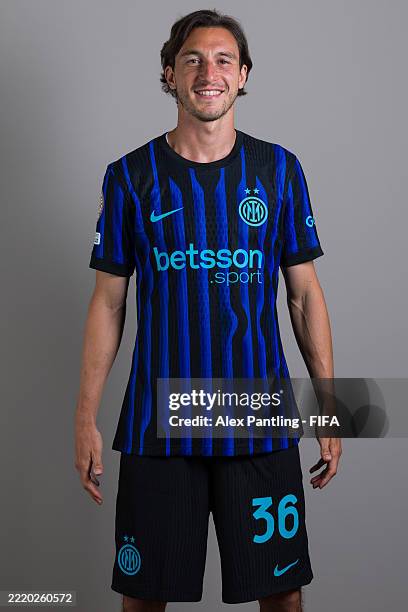 Matteo Darmian of FC Internazionale pose for a portrait during the official FIFA Club World Cup 2025 portrait session of FC Internazionale Milano on...