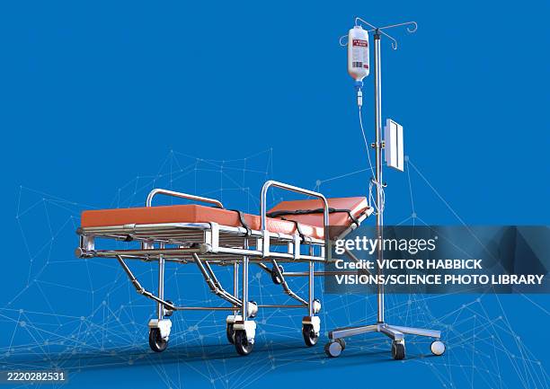 emergency bed, illustration - hospital bed stock illustrations