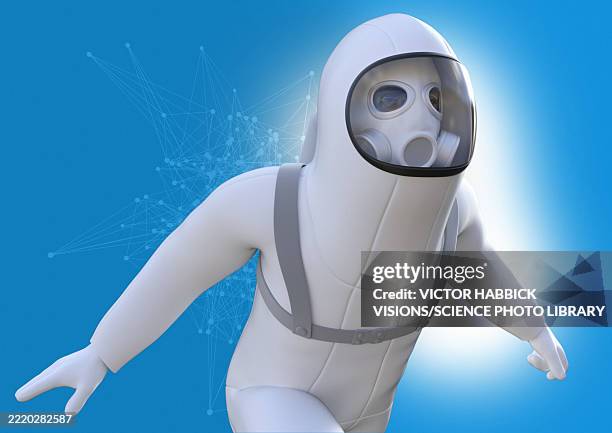 virus outbreak, conceptual illustration - white suit stock illustrations