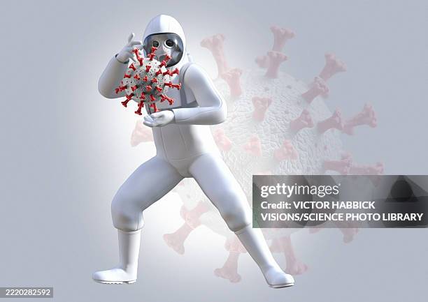 virus outbreak, conceptual illustration - white suit stock illustrations