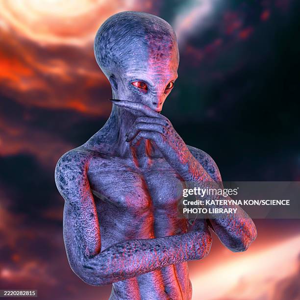 humanoid alien, illustration - alien stock illustrations