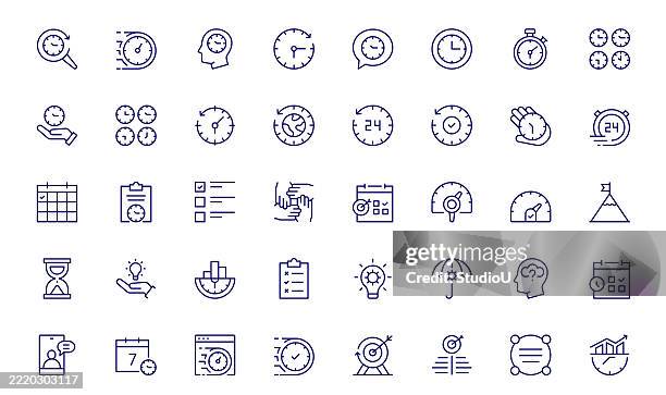 time management editable icons - anticipation stock illustrations