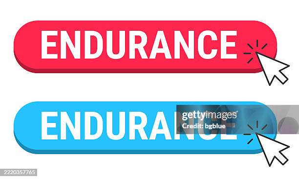endurance - red and blue buttons with cursor on white background - durable label stock illustrations